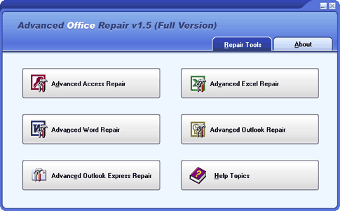 Advanced Office Repair Main Window